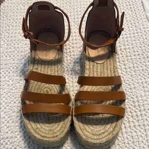 J. Crew Brown Espadrille Shoes with Leather Straps